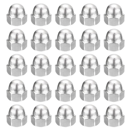 uxcell 1/4-20 Acorn Cap Nuts,50pcs - 304 Stainless Steel Hardware Nuts, Acorn Hex Cap Dome Head Nuts for Fasteners (Silver)