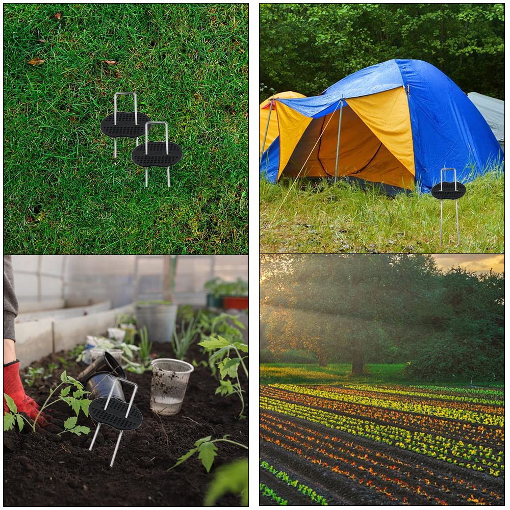 100PCS Galvanized Steel Garden Stakes with 100PCS Gasket, Heavy Duty Landscape Pegs of Anti Rust U Shaped for Securing Artificial Grass Weed Ground Cover, Fabric Matting