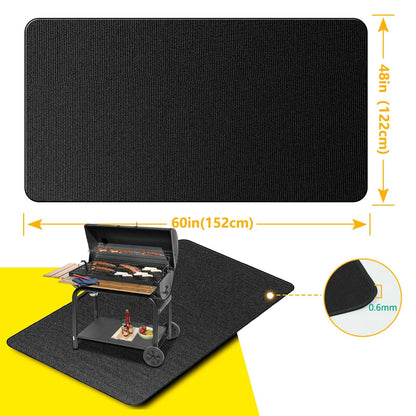 152 * 122cm Large Under Grill Mat for Outdoor Grill – Double-Sided Fireproof, Waterproof, Oil-Proof BBQ Mat Protector for Deck, Patio, Lawn, or Indoor Fireplace – Easy to Clean, Durable Design