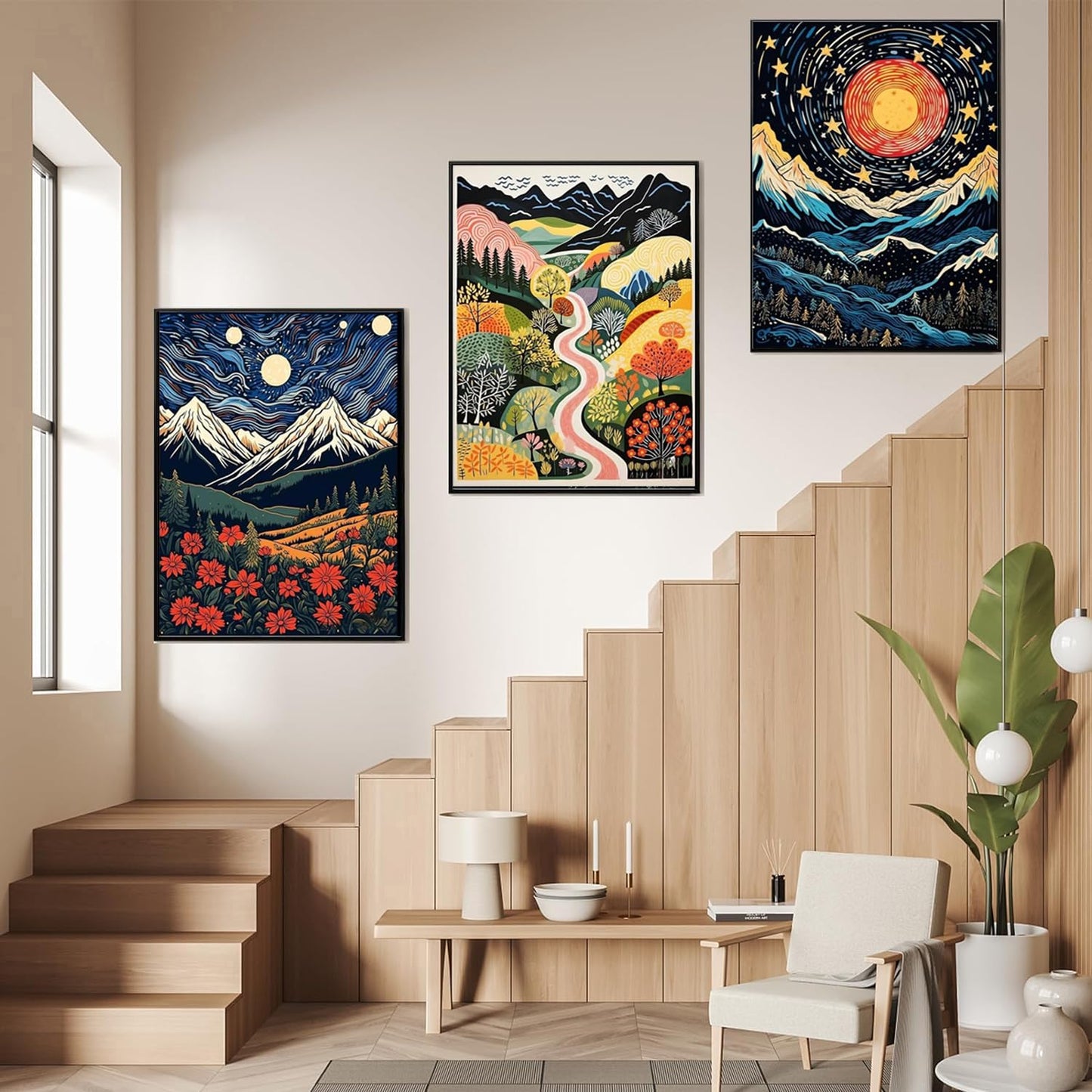 DOTSOPS 6 Pack Diamond Art Kits for Adults Diamond Painting Kits Gem Art Kits for Adults Women Beginner for Gift Home Wall Decor(Landscape Abstract 12x16 Inches)