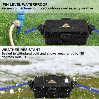 Outdoor Electrical Box Waterproof IP54 Black Outdoor Extension Cord Cover(Inner 6.5 x 3.5 x 2.2inch), Wall-Hangable Waterproof Box for Plug, Halloween, Christmas String Lights (Black 2PCS)