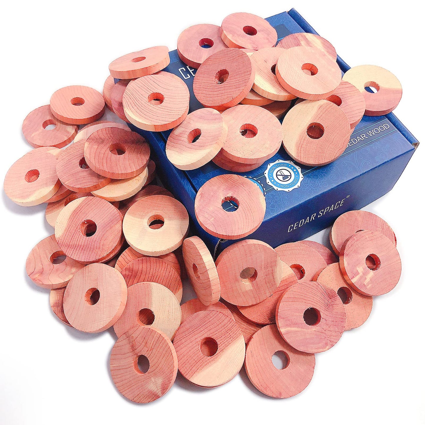 Cedar Space Cedar Blocks for Clothes Storage 100% Natural Aromatic Red Cedar Rings 54Pcs Protection for Wardrobes Closets and Drawers