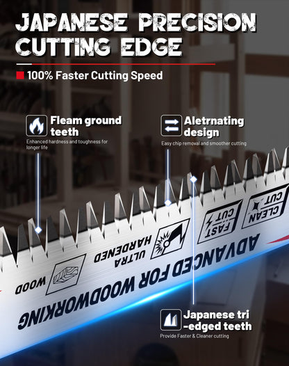 EZARC Japanese Teeth Reciprocating Saw Blade 12 Inch, Fleam Ground Teeth Wood Pruning Saw Blades 8 TPI for Tree Trimming, Wood/Wet Wood Cutting, 5 Pieces