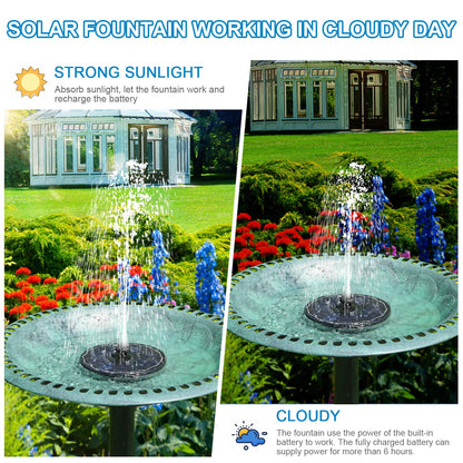 SZMP Solar Bird Bath Fountain, 3.5W Glass Panel Solar Water Fountain Pump 2000mAh Battery 4 Fixed Pipes 7 Nozzles Pool Fountain for Bird Bath Small Pond Garden Décor