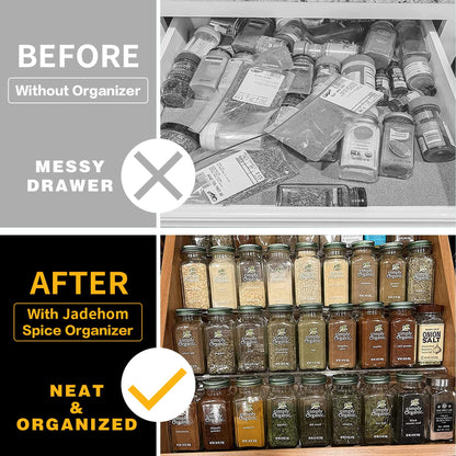 Spice Drawer Organizer, 4 Tier Clear Acrylic Expandable From 13" to 26" Seasoning Jars Drawer Insert, Kitchen Drawer Spice Rack Tray for Cabinet/Countertop