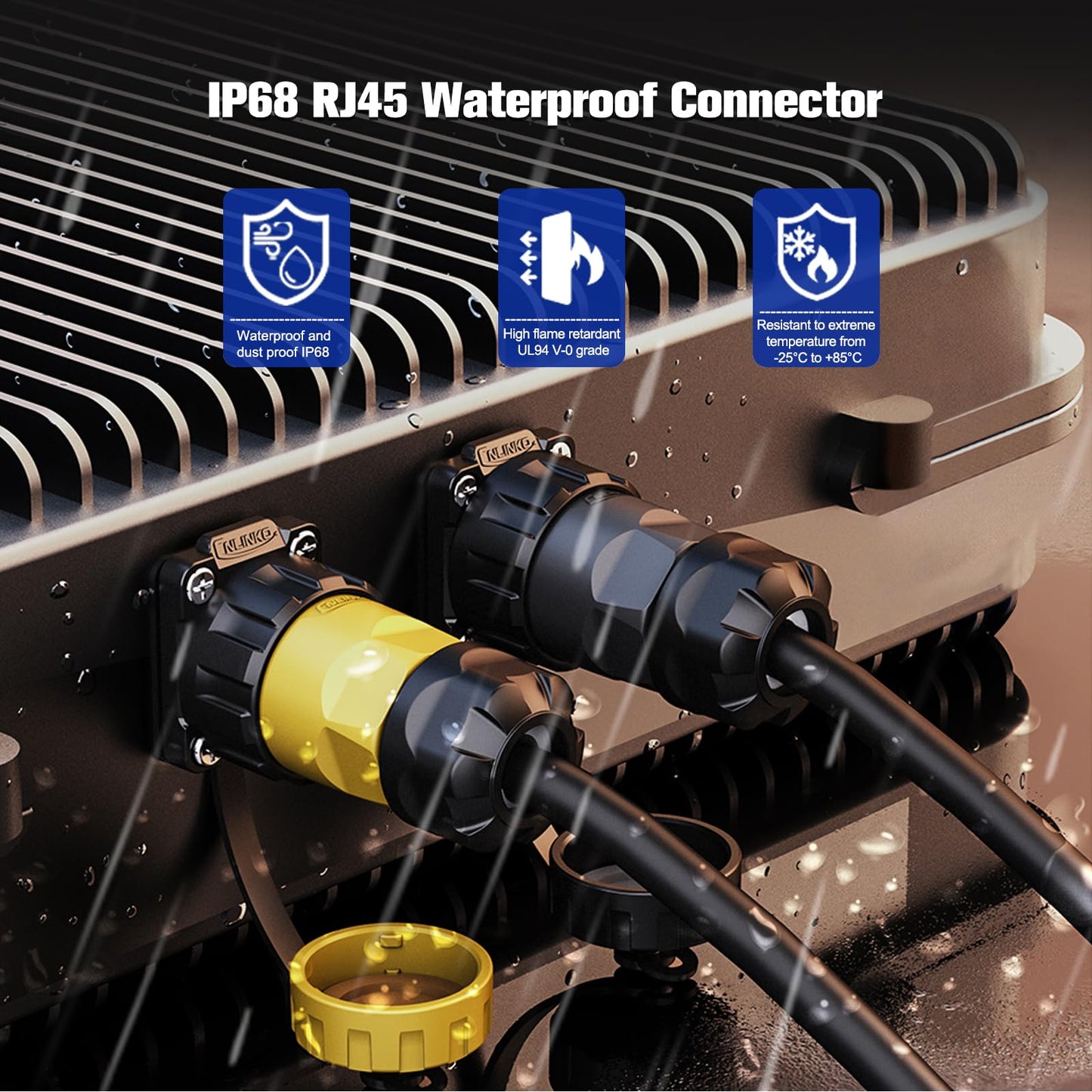 RJ45 Connector IP68 Waterproof, Industrial Cat6 Ethernet 8P8C Dual Port Aviation Plug for Home and Industrial Network Equipment