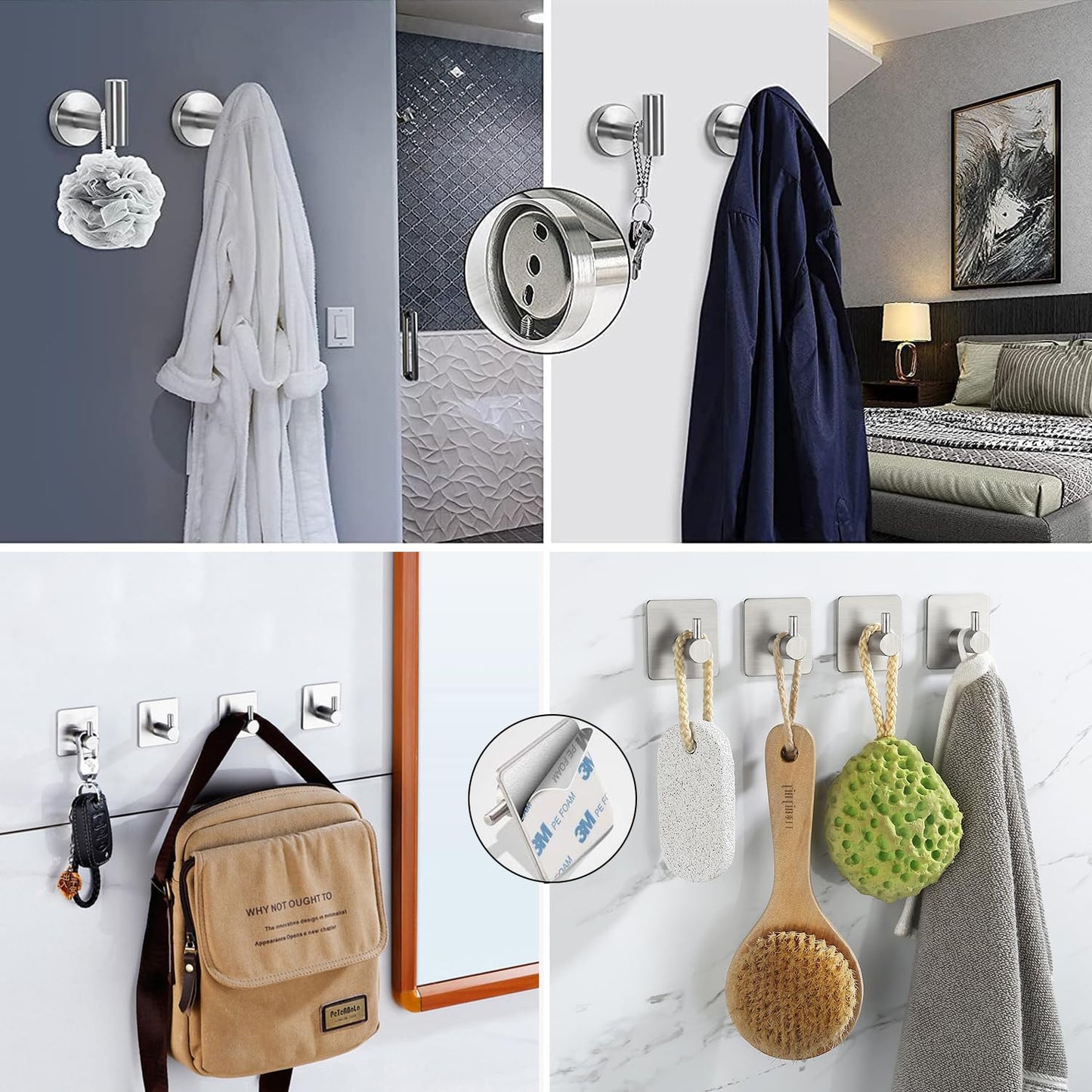 7-Piece Bathroom Accessories Set, Black Towel Rack Towel Holder Towel Bar, Towel Racks for Bathroom SUS304 Stainless Steel, Towel Holder Towel Rack Wall Mounted, Silver Towel Rack Bathroom