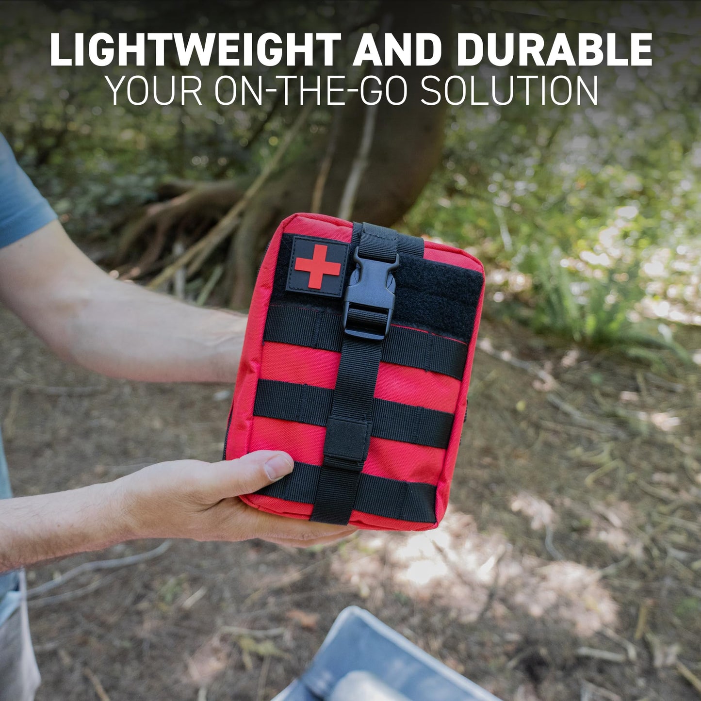 72HRS Medical Molle Pouch Tactical - 1000D Nylon First Aid Pouch, Big Capacity Utility Pouch, Heavy Duty for Home & Outdoor (Bag Only) (Red)