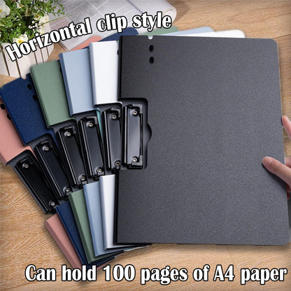 Aliji 6 PCS Clip Boards with Folder, Plastic Clipboard with Cover A4 Foldable Clipboard Folder and Storage Binder Clip Boards Punchless with Spring Action Clamp for Classroom Office Work (Horizontal)