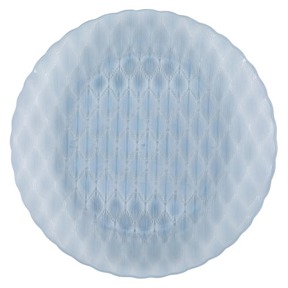 PLASTICPRO 32 Pack Plastic Dishes Set of 16-10 inch Plates and 16-7 inch Plates, Elegant Translucent Blue Disposable Fancy Tableware Premium Heavyweight