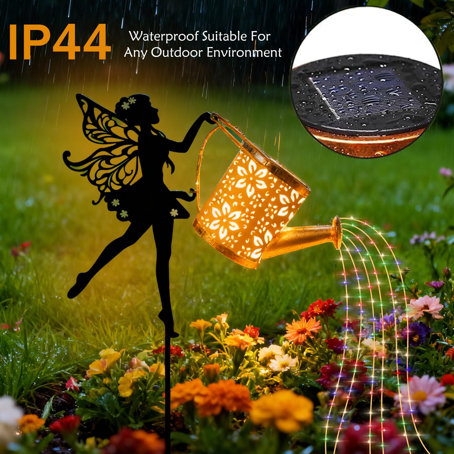 YZYOE Solar Powered Fairy Water Bottle Light, Garden Decorative Iron Beautiful Fairy Flowing Water Bottle Ground Lamp, Wireless Twilight to Dawn LED Light Waterproof.