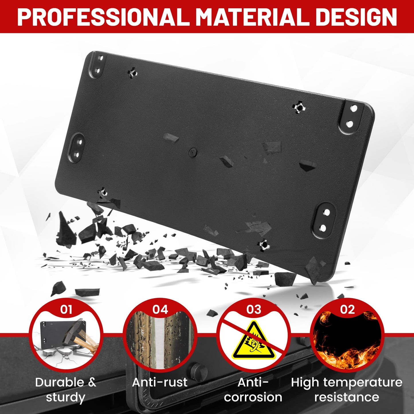 RED WOLF Rear License Plate Bracket Fit for 2008-2023 Mercedes-Benz Replace for Tail Bumper Car Tag Holder Frame Replace OE 1698170211 A0008101711 w/Mounting Screws Cover Wrench