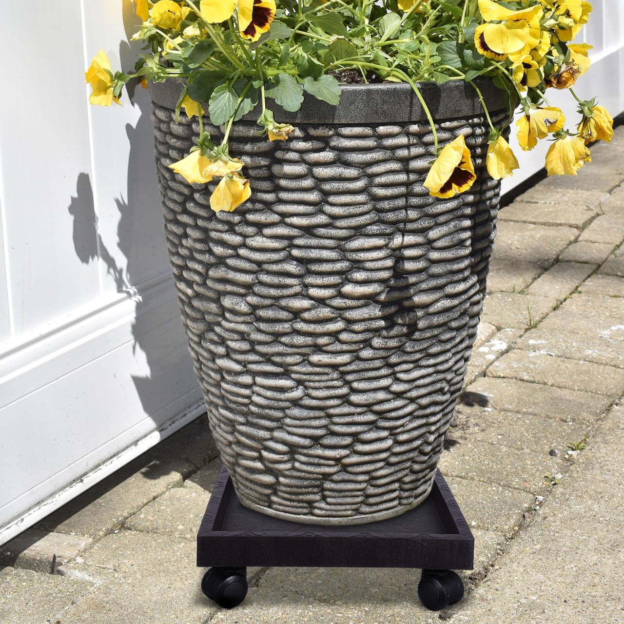 Toddmomy Square Plant Caddy with Wheels 11.41 Inch Thickened Plastic Flower Pot Tray Holder for Indoor Outdoor Garden Patio Balcony Clean Water Soil