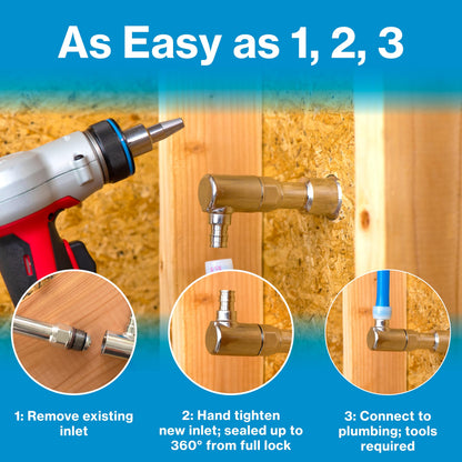 Aquor 1/2 inch PEX F1960 Expansion 90 Degree Elbow Stainless Steel Inlet, Pipe Fitting Accessory, Installation Part for Aquor House, RV, and Boat Hydrants