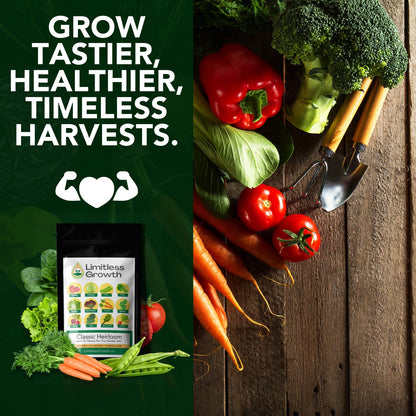 Classic Heirloom Vegetables | 12 Varieties of Heritage Vegetable Seeds for Canadian Home Gardens | Beginner Friendly | Grown in West Coast Canada | Limitless Growth