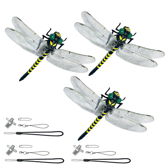 Realistic Dragonfly Clips - Large Artificial Simulated Dragonfly Pins for Clothing/Backpacks/Hats, Natural Fly Repelling Decor for Camping & Outdoor Activities (Green-3pcs)