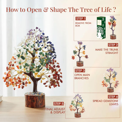 Crocon® The Original 7 Chakra Crystals Tree of Life, Birthday Gifts for Women, Men & Friends, Chakra Tree for Home & Office Decor | House Warming Gifts New Home, Gift for mom, Her, Sister & Self Care