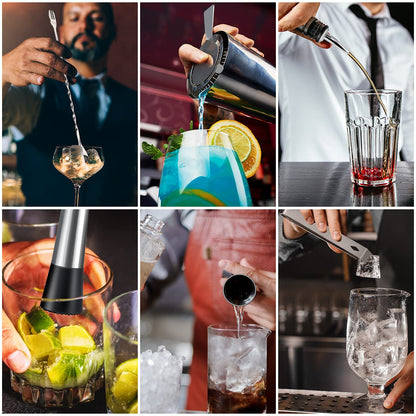 Boston Cocktail Shaker Set|8pcs Cocktail Making Set Stainless Steel Shakers|Bartender Kit Bar Tool Set with Strainer, Pourers, Muddler, Double Jigge (Boston Cocktail Shaker)