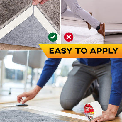 Trazon Carpet Tape Double Sided - Rug Tape Grippers for Hardwood Floors and Area Rugs - Carpet Binding Tape Strong Adhesive and Removable, Heavy Duty Stickers Tape, Residue Free (2 Inch / 40 Yards)