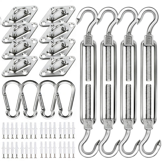 YOFIT Shade Sail Hardware Kit 6 inch for Triangle Rectangle Sun Shade Sail Installation, 304 Grade Stainless for Garden Outdoors, 80 Pcs