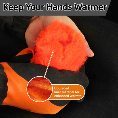 Schwer 2 Pairs FreezeGuard Winter Work Gloves, ANSI A2 Cut Resistant Freezer Gloves for Outdoor Cold Weather Keep Hands Warm, Waterproof Gloves for Shoveling Snow, Ice Fishing, L