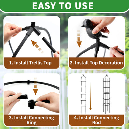 6.7FT Garden Obelisk Trellis for Climbing Plants,81”Metal Plant Support Tower,Heavy Duty Thickened Tube,Rustproof Black Vine & Flower Stand for Outdoor Indoor Use