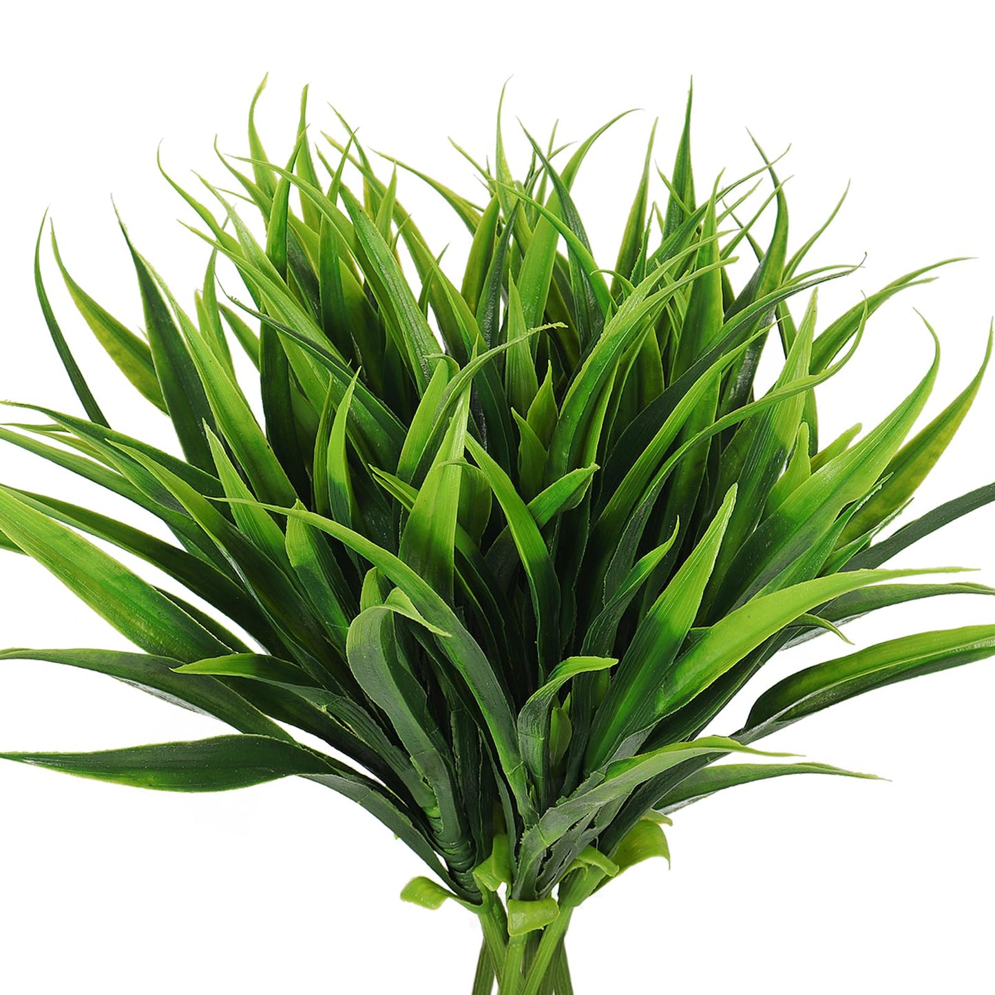 RECUTMS 8 Pcs Artificial Plants for Outdoor Plastic Fake Tropical Flowers Bushes Faux Tall Grass for Home Window Garden Office Patio Planter Pathway Front Porch Decor (Green)