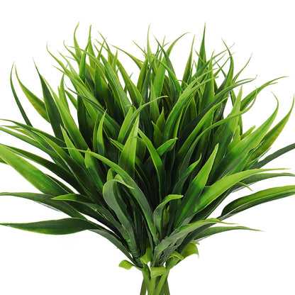 RECUTMS 8 Pcs Artificial Plants for Outdoor Plastic Fake Tropical Flowers Bushes Faux Tall Grass for Home Window Garden Office Patio Planter Pathway Front Porch Decor (Green)