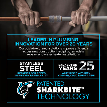 Sharkbite Max 1 x 1 Inch FNPT Adapter, Push-to-Connect Brass Plumbing Fitting, UR094A