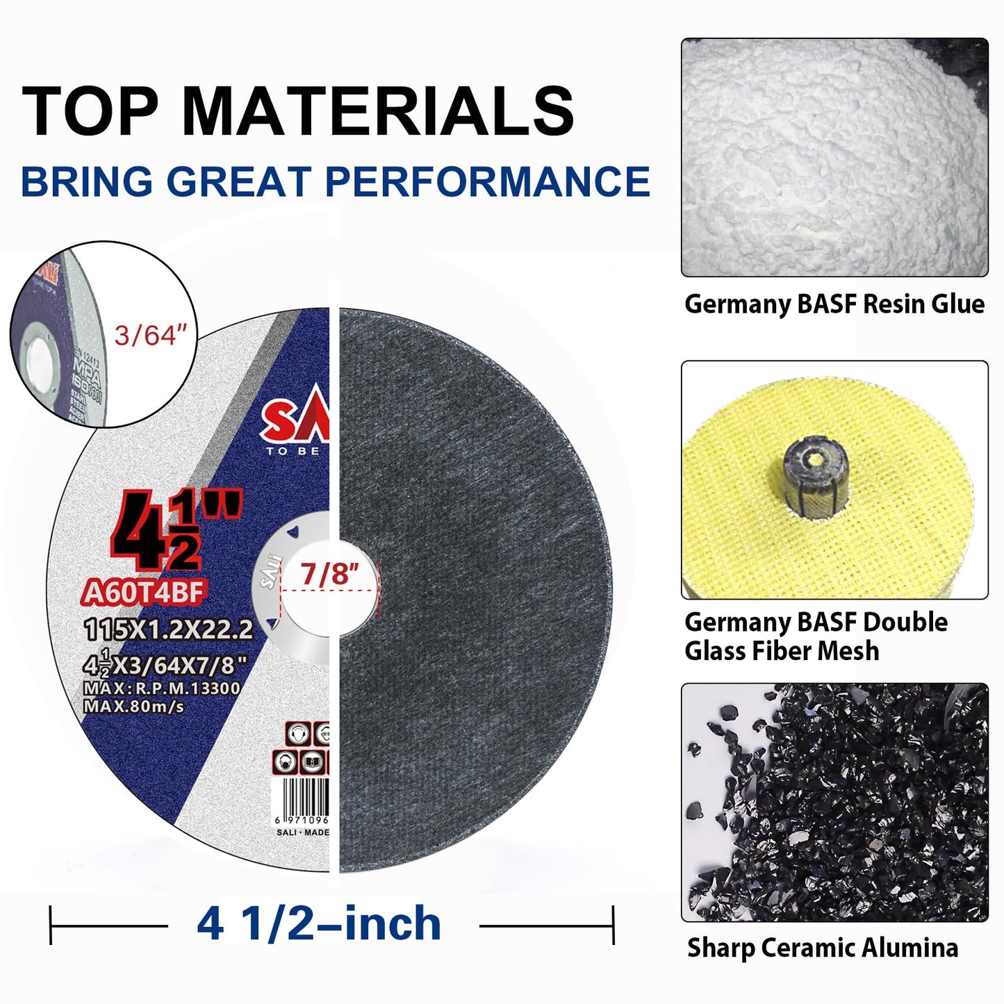 SALI 25 Pack Cut Off Wheel 4 1/2 Inch Cutting Wheels 4-1/2" x 3/64" x 7/8" for Metal & Stainless Steel, Angle Grinder Cutting Wheel,Cutting Discs with Aggressive Cutting