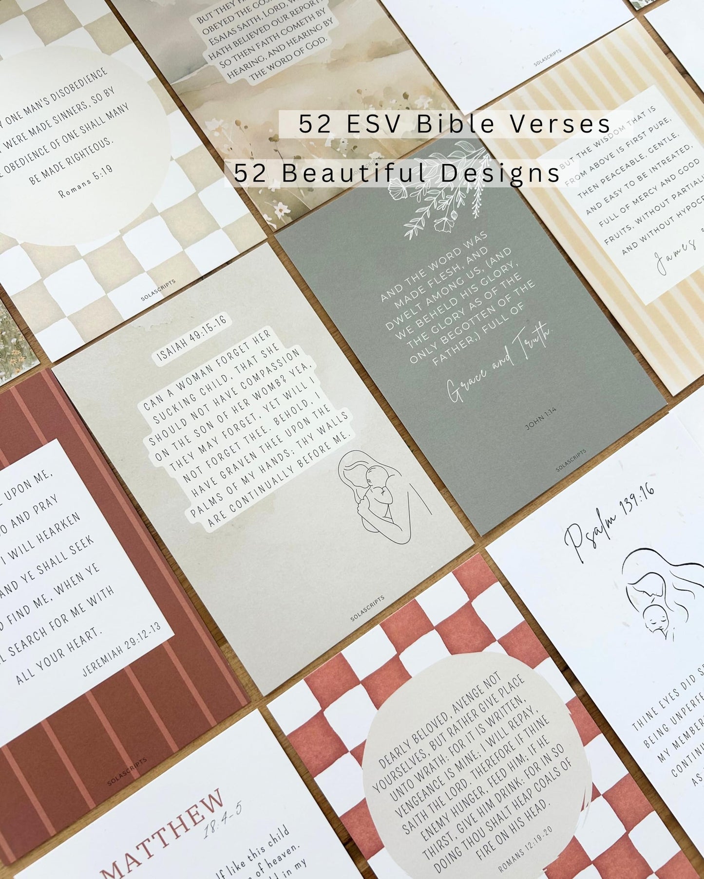 Take Heart ESV Scripture Cards Set, 52 Cards with Wooden Display Stand, Christian Inspirational Decor