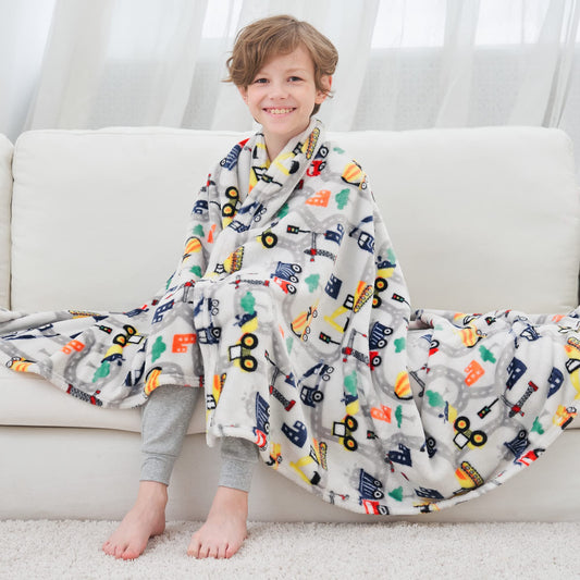softan Truck Blanket for Boys, Kids Throw Blanket for Boys and Girls Soft Cozy Flannel, Cute Truck Blanket for Sofa Couch Bed, Christmas Birthday Gift for Kids, 50x60 Inches