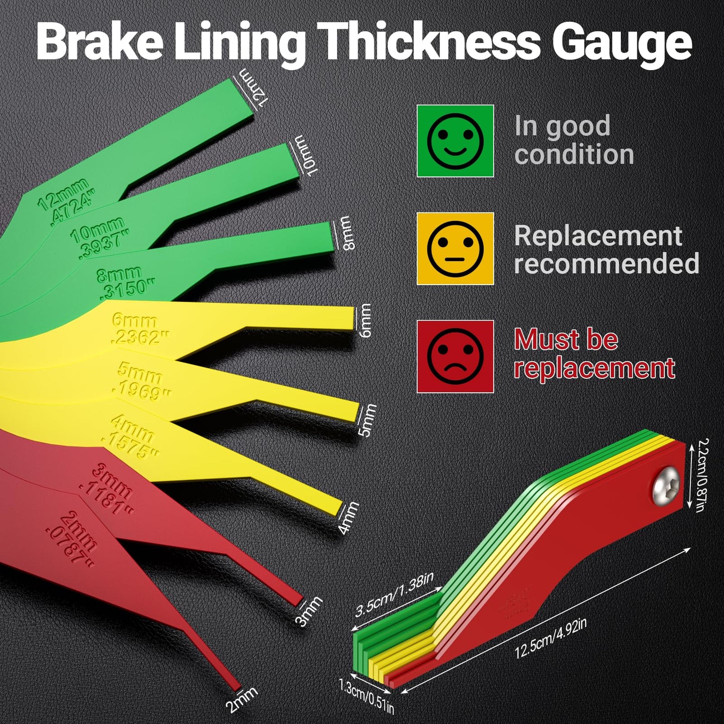 Preciva Tire Tread Depth Gauge & Brake Lining Gauge Set, with Large LCD Display and Inches, Millimeters, Fraction Conversion, for Tread, Brake Shoe and Pad Wear