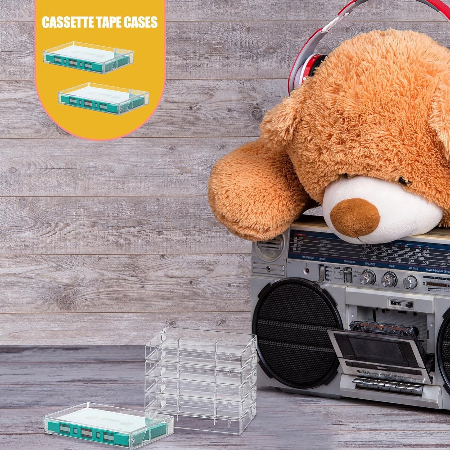 12Pcs Audio Cassette Storage Cases,Clear Plastic Cassette Tape Cases,Audio Cassette Tape Case Clear,Clear Plastic Cassette Storage Cases,Music Casette Box Organizer Audio Storage