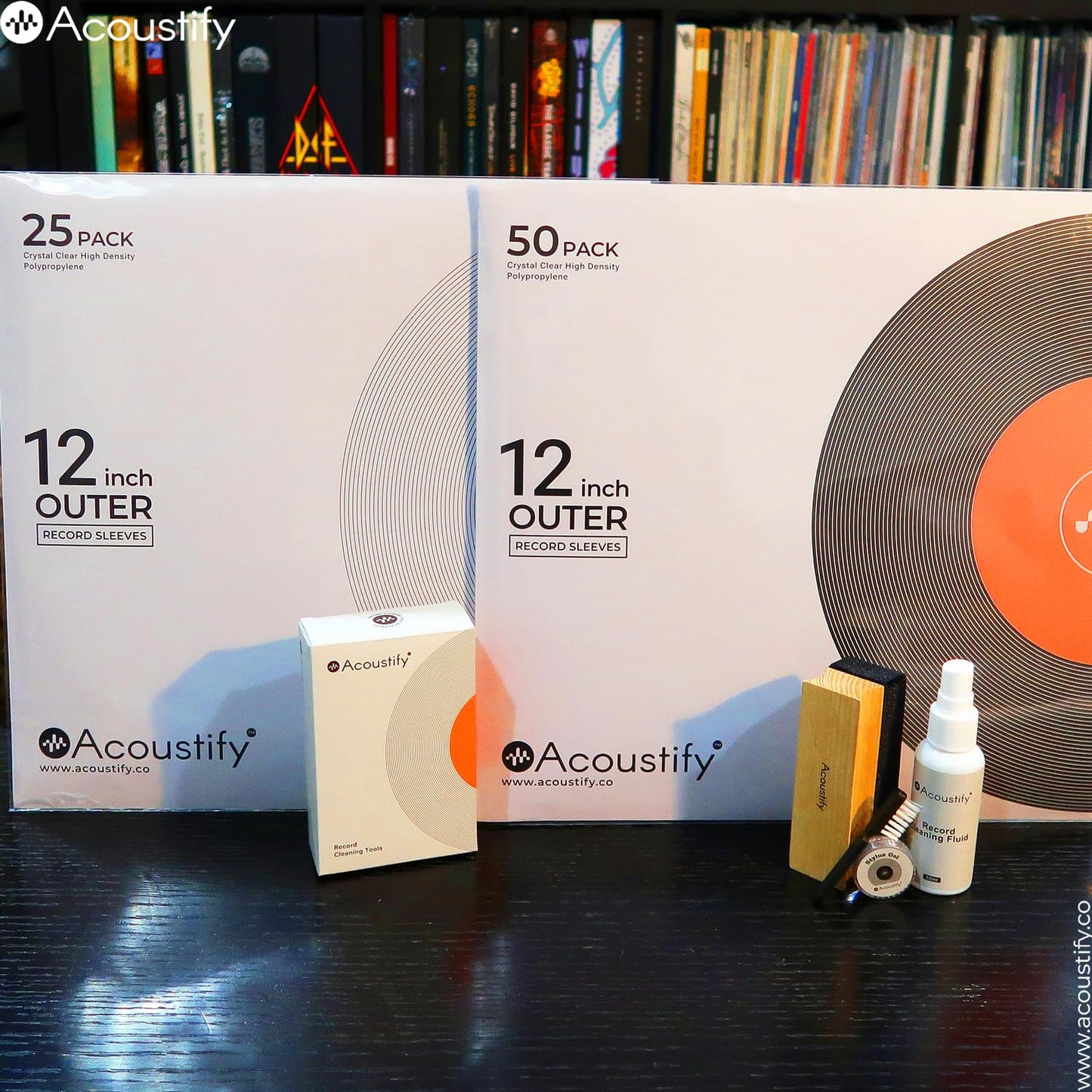 Acoustify Premium Acid-Free Anti-Static Vinyl Record Outer Sleeves, 50-Pack - Crystal Clear True 3 Mil, 12.75" x 12.75" for Single & Gatefold 12" LPs