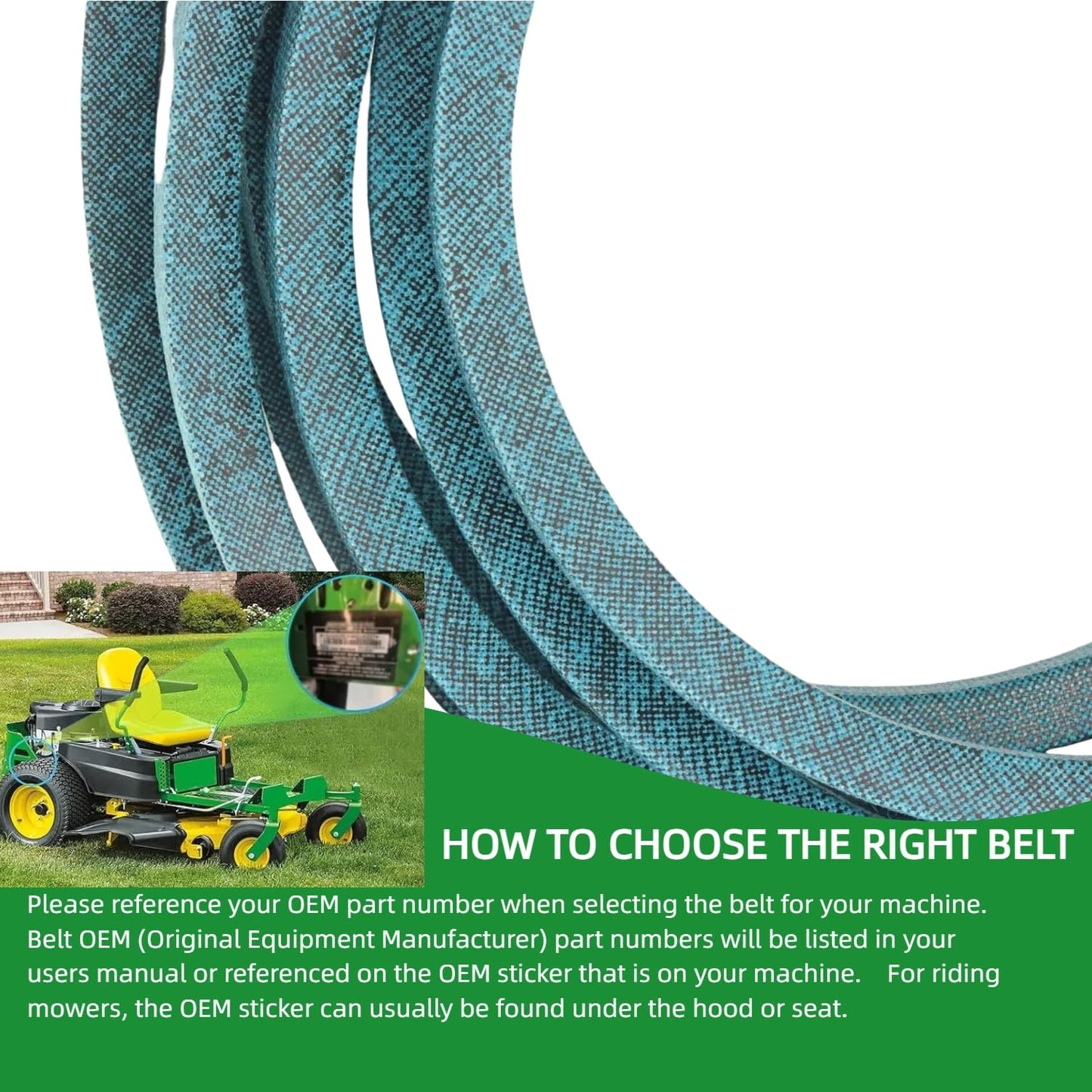 1/2" X141 1/8" Deck Belt Made with Kevlar for John Deere GX21833 GX20571 145 155C D140 D150 D160 E140 E150 E160 LA130 LA140 LA145 X140 X165 X166