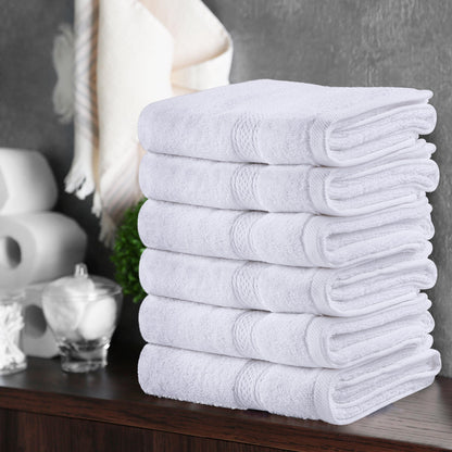 Utopia Towels 6 Pack Premium Hand Towels, 16 by 28 inches, 100% Ring Spun Cotton, Soft and Absorbent 600 GSM Towels for Bathroom, Gym, and Hotel, White
