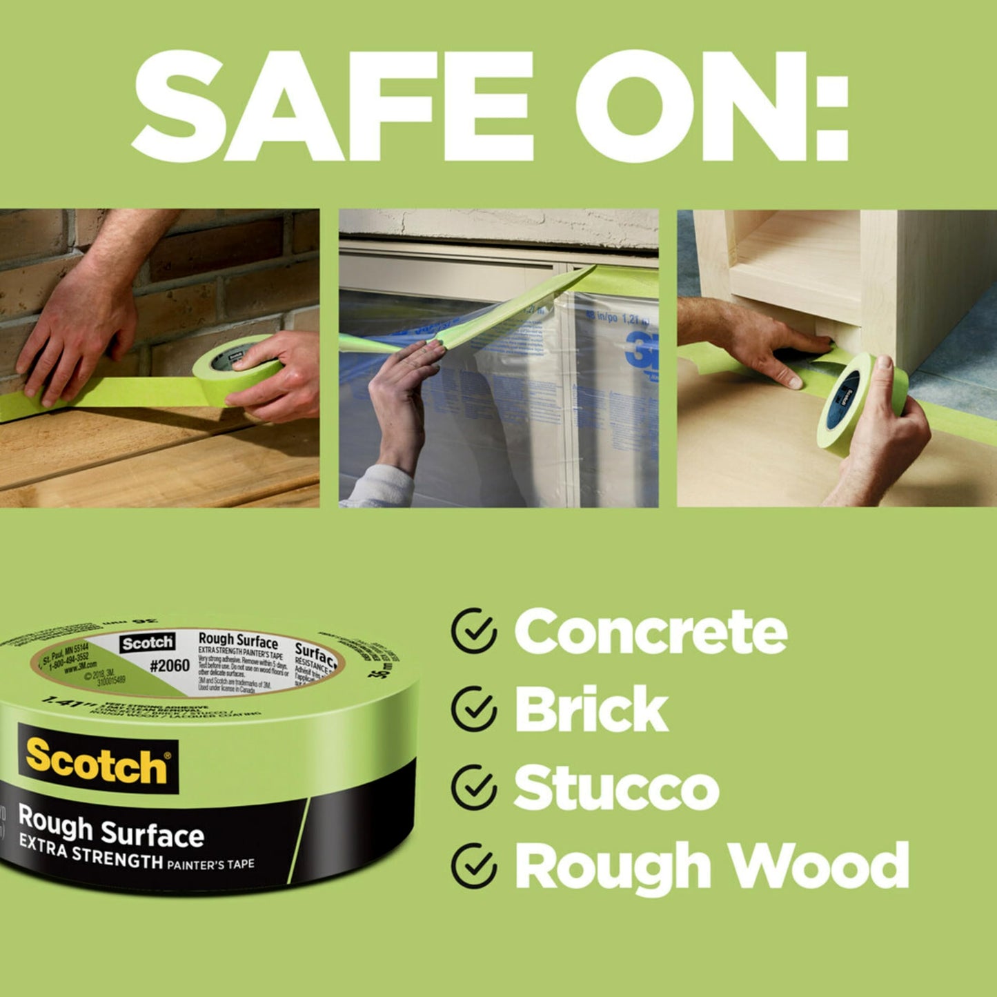 Scotch Painter's Tape 2060-1A 2060 Masking Tape 1-Inch by 60-Yard Green 4 Pack