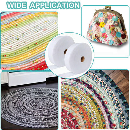 Yamamine 2 Roll Jelly Roll Batting Strip 2 1/4 Inch Cotton Blend Fleece Batting On A Roll Total 70 Yards for Jelly Roll Rugs,Throw Rugs,Braided Rug