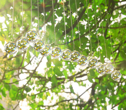 MerryNine 20 Pack Sun Catcher Indoor Window, 30mm/1.18" Clear K9 Crystal Suncatcher for Windows Hanging, DIY Prisms Rainbow Maker for Windows, Home, Garden, Wedding Feng Shui Party Crystal Decor