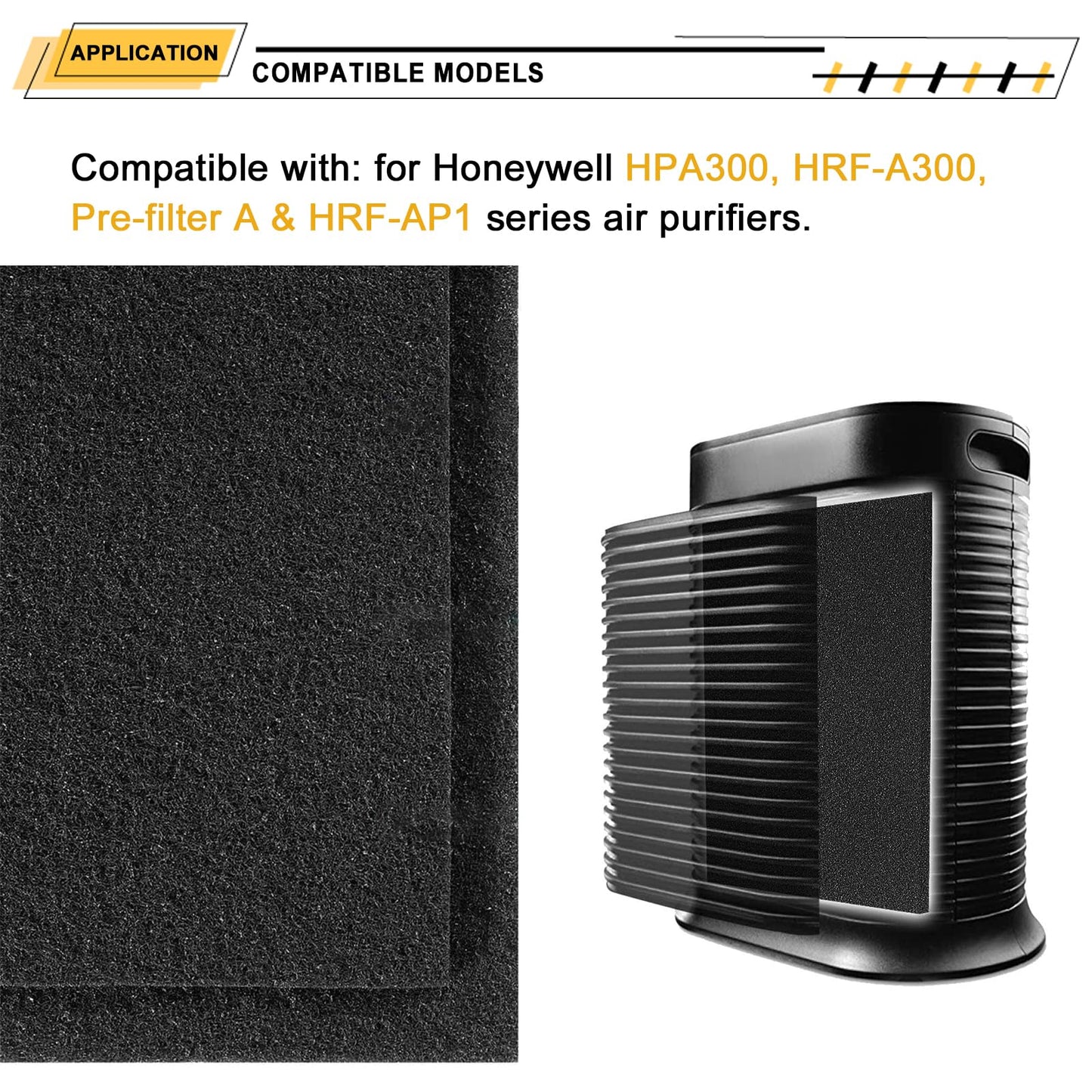 6 Pack HPA300 Pre-Filters for Honeywell HPA300 Air Purifier Series, Premium Quality Activated Carbon Filters Replacement