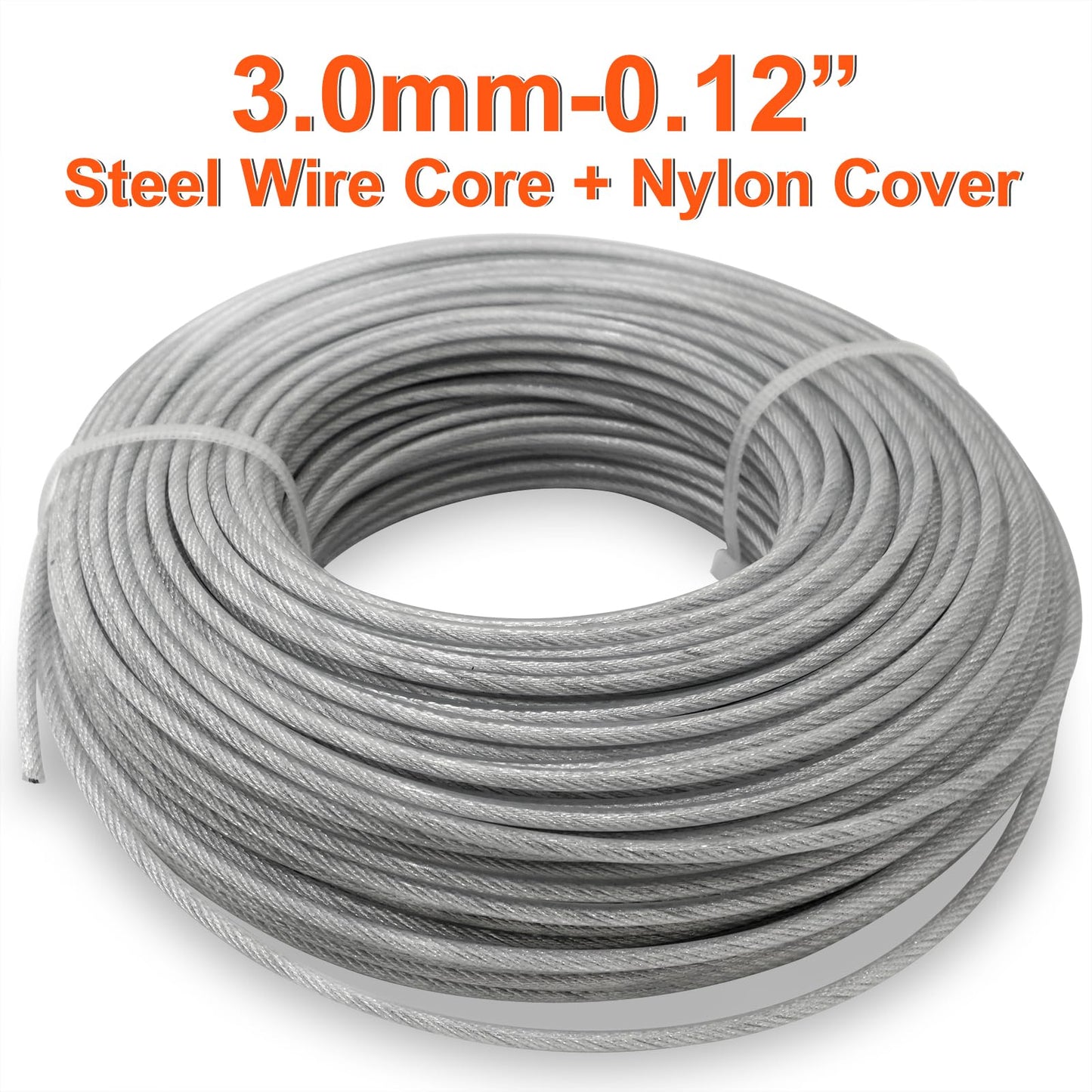 Akuoly Grass Strimmer Line Nylon Steel String Trimmer Spool 3.0mm 40m Round String Trimmer Spool Replacement fil de Coupe Bordure Acier for Gardens and Lawns