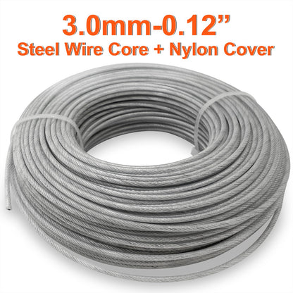 Akuoly Grass Strimmer Line Nylon Steel String Trimmer Spool 3.0mm 40m Round String Trimmer Spool Replacement fil de Coupe Bordure Acier for Gardens and Lawns