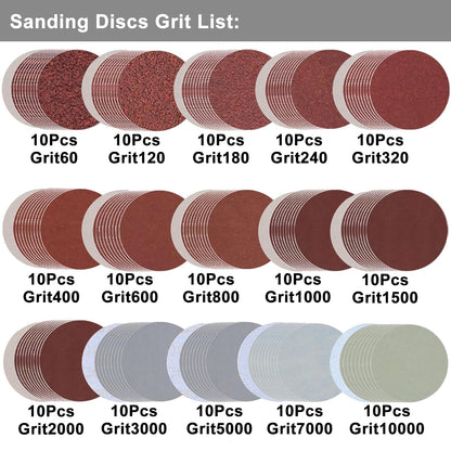 3 Inch Sanding Disc Drill Polishing Kit Sanding Attachment, 158 Pcs Wet Dry Car Headlight Restoration Kit Hook and Loop Sandpaper with 1/4" Shank, Backing Pads, Interface Pads and Polishing Pads