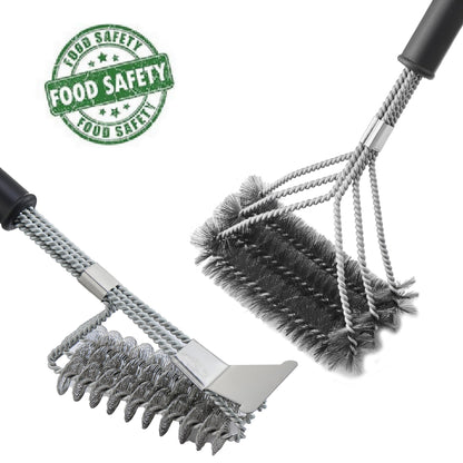 BBQ Brush for Grill, Grill Brush with Scraper, Bristle Free BBQ Accessories for Gas, Charcoal, Smoker Grill - 2 Pack