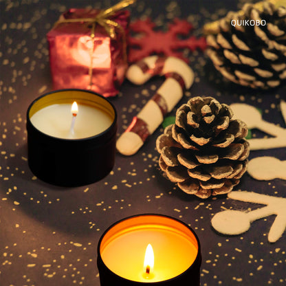 Quikobo Candle Tin 24 Pieces, 4.5oz, 135ml Containers, Candle Jars for Making or DIY (Black & Gold)