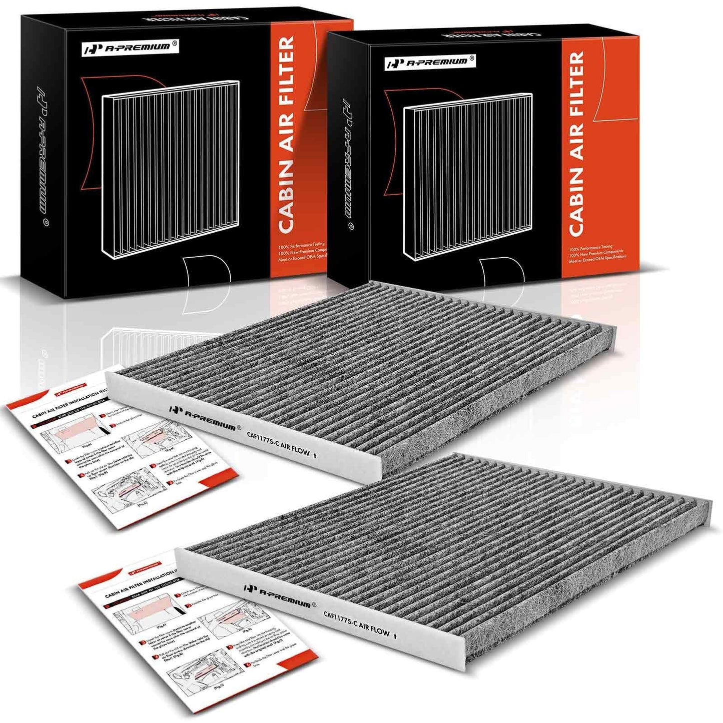 A-Premium 2-PC Cabin Air Filter with Activated Carbon Compatible with Ford Edge, Fusion & Lincoln Continental, MKX, MKZ, Nautilus, 2013-2023, Replace# DG9Z19N619A