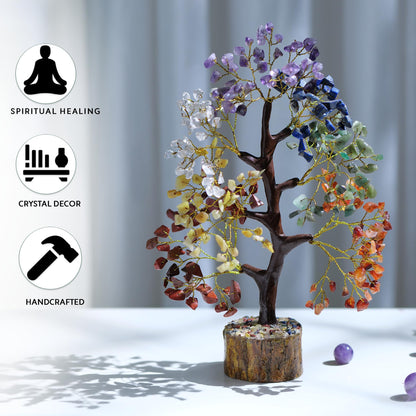 YATHABI Seven Chakra Golden Wire Handmade Gemstone Tree Feng Shui Bonsai for Attracting Positive Energies Chakra Balancing Aura Cleansing Crystal Healing Home Decor Size:- 10-12 Inch Approx