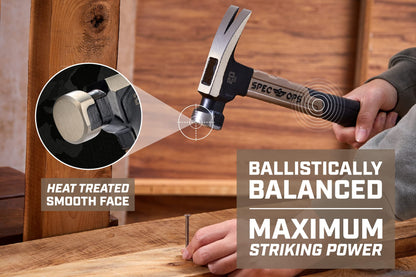 Spec Ops Tools 20 oz Fiberglass Hammer, 13 Inch Handle, Shock-Absorbing Grip, 3% Donated to Veterans