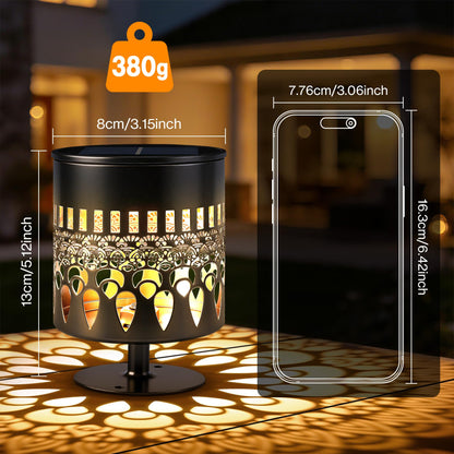 Solar Fence Lights 2 Pack, Outdoor Deck Step Wall Lights, Metal Waterproof LED Warm Yellow Light for Garden Post Patio Backyard Yard Decor (Peacock Feather-2, 2)